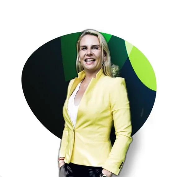 Karolina Lewandowska, Co-founder of Starbeam Capital, smiling in a yellow blazer